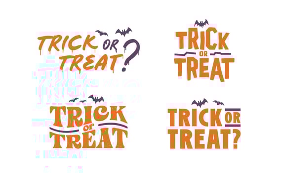 Trick or treat lettering design. Halloween message. vector