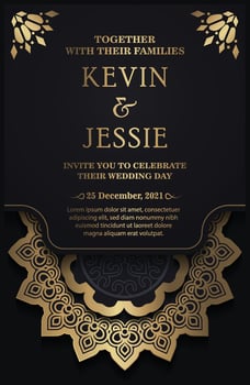 Elegant mandala wedding invitation card template design vector