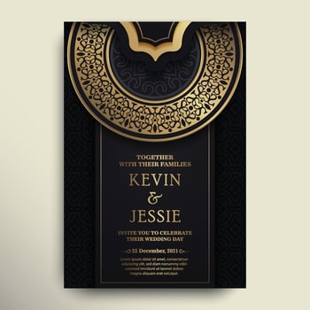 Elegant mandala wedding invitation card template design vector