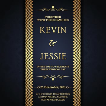 Elegant wedding invitation with pattern motif vector