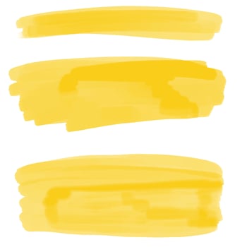 Set yellow watercolor stains in hand drawn style on white background. Vector illustration
