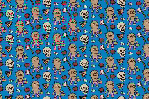 Cute zombies seamless pattern art, doodles, wallpaper, print art vector