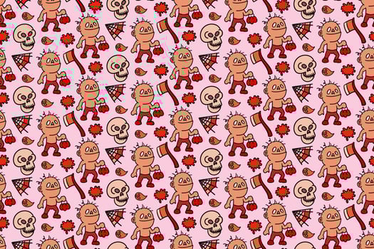 Cute zombies seamless pattern art, doodles, wallpaper, print art vector