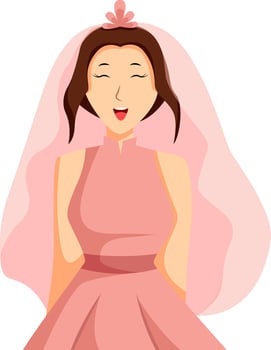 Happy Girl at Wedding Character Design Illustration vector