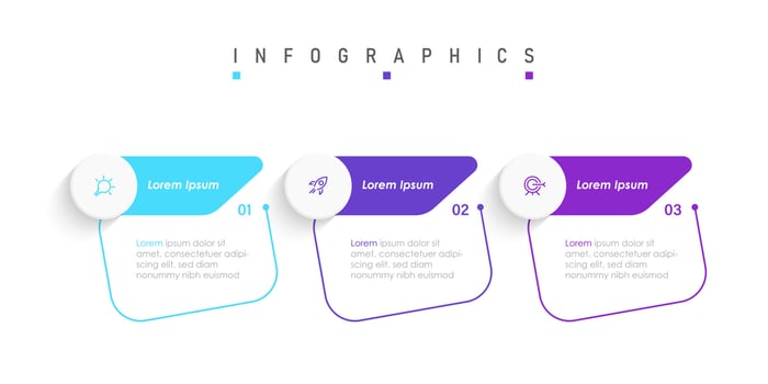 Vector Infographic label design template with icons and 3 options or steps. Can be used for process diagram, presentations, workflow layout, banner, flow chart, info graph.