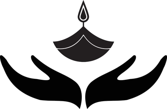 Diwali oil lamp. holding a Diya. Diya for Diwali on hand vector