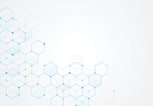 Abstract hexagonal molecular structures in technology background and science style. Medical design. Vector illustration
