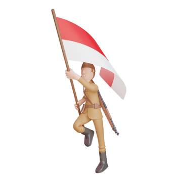 3d army character raising the flag png