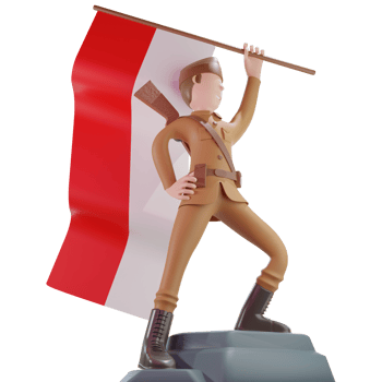 3d army character raising the flag png