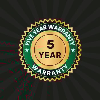 golden 5 year warranty badge vector