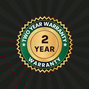 golden 2 year warranty badge vector