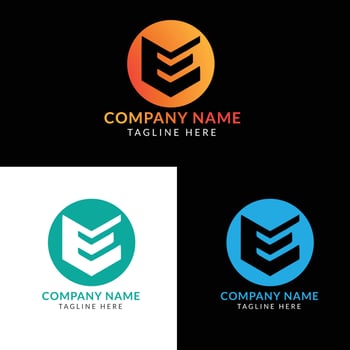 Modern and creative E letter logo for your company and business with three color variations vector