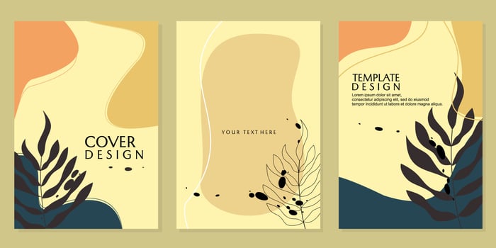 boho book cover set.botanical abstract style and floral design. For notebooks, planners, brochures, books, catalogs, cards, invitations etc. Vector illustration.