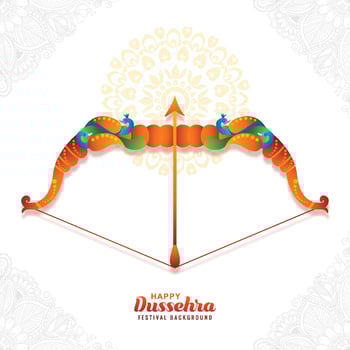 Happy dussehra bow and arrow festival greeting card background vector