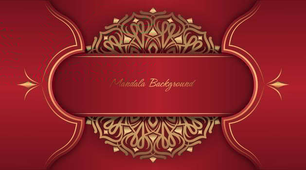 red luxury background, with gold mandala decoration vector