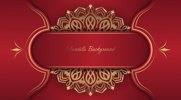 red luxury background, with gold mandala decoration vector