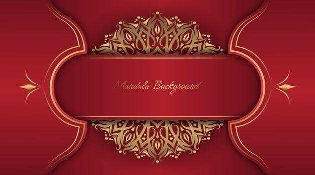 red luxury background, with gold mandala decoration vector