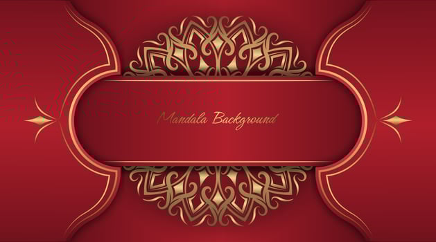 red luxury background, with gold mandala decoration vector