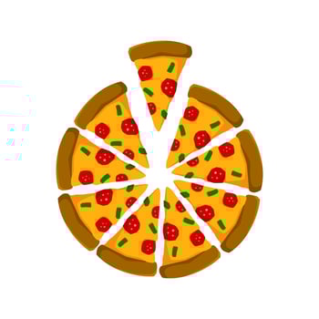 sliced of a whole pizza illustration. pizza vector graphic template.