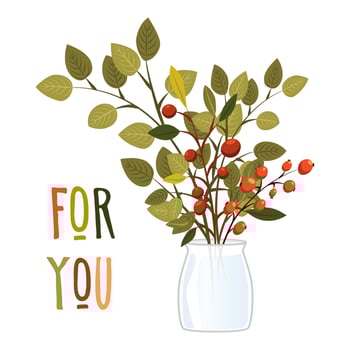 vector illustration of flowers inside an envelope with the inscription for you on a white background