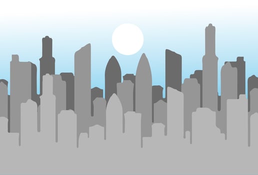 City Skyscraper with blue and bright sky and sun vector