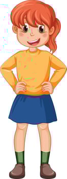 A young woman wearing yellow shirt and skirt vector