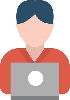 User Working On Laptop Flat Icon vector