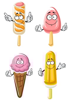 Cartoon fruity and berry ice cream vector