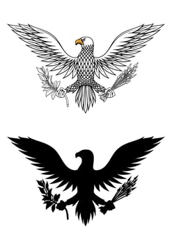 American eagle holding branch and arrows vector