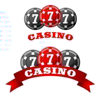 Jack pot icon with triple seven on chips vector