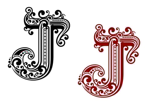 Vintage capital letter J in medieval style vector