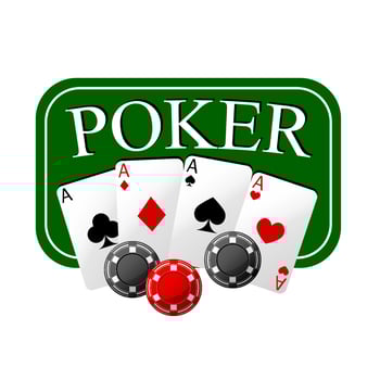 Poker emblem with cards and casino chips vector