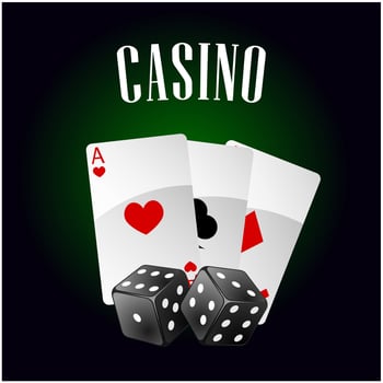 Casino icon with playing cards and dice vector