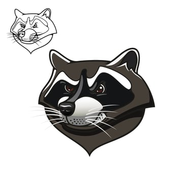 Angry cartoon raccoon mascot on white vector