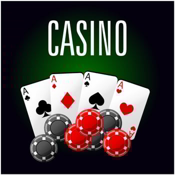 Casino club icon with four aces and gambling chips vector