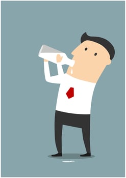 Businessman drinking milk from a bottle vector