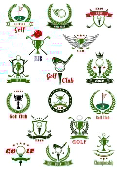 Golf sport game icons and symbols vector