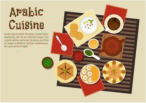 Traditional arabian and turkish cuisine vector