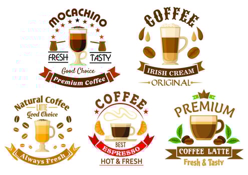 Original drinks for coffee shop design vector