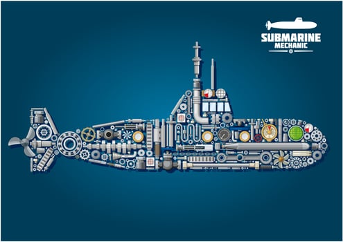 Submarine from parts and weapon vector