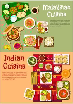 National indian and malaysian cuisine vector