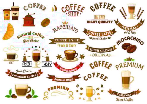 Coffee shop and cafe retro design elements vector