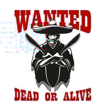 Wanted poster with dangerous mexican bandit vector