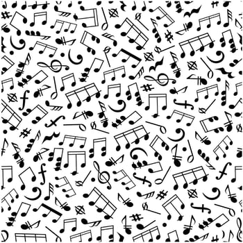 Music background with notes seamless pattern vector