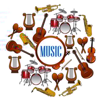 Collection of sound equipment or music instruments vector