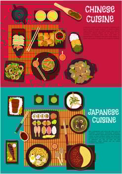 Popular dishes of japanese and chinese cuisine vector