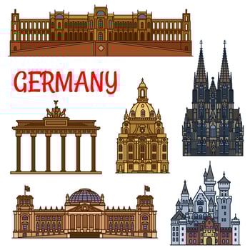 Historic buildings and sightseeings of Germany vector
