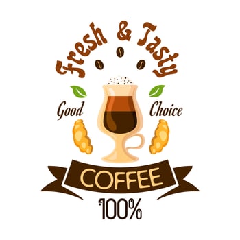 Fresh and tasty coffee fast food label vector