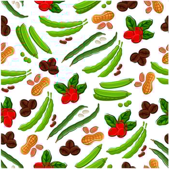 Vegetables, nuts, berries semaless background vector