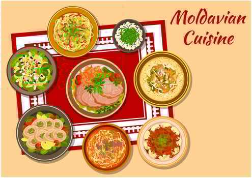 Moldavian cuisine tasty dinner icon vector